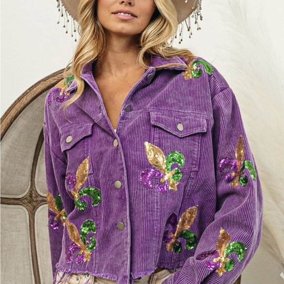 Mardi Gras Sequin corduroy jacket NWT - Picture 2 of 3